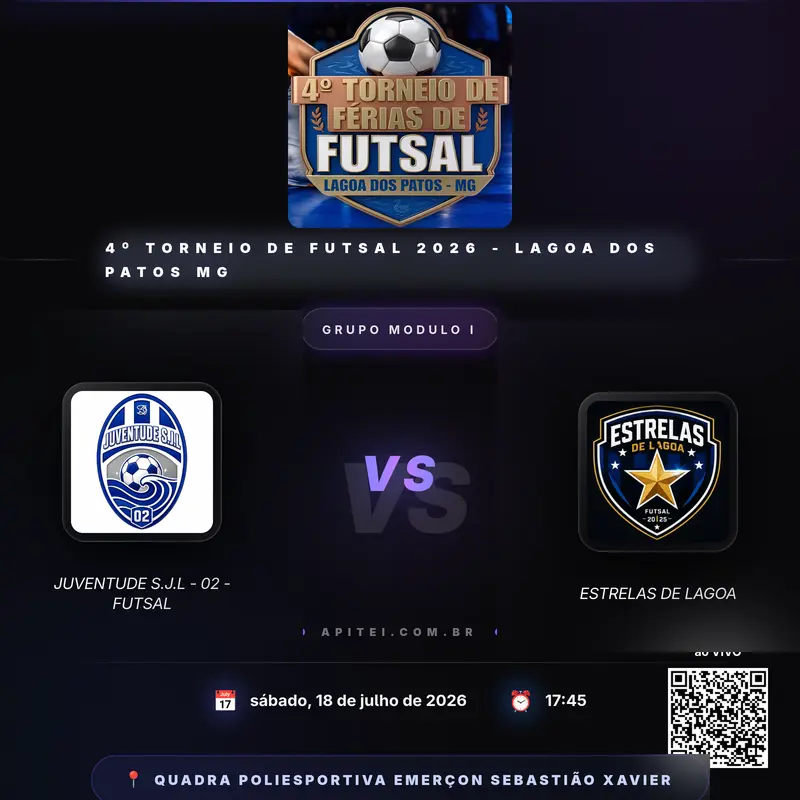 4º Torneio de Futsal em Lagoa dos Patos - MG: Juventude S.J.L - 02 e Estrelas de Lagoa medem forças neste sábado