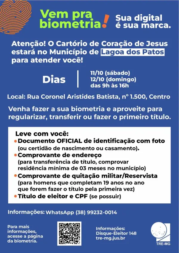 Mutirão de Biometria em Lagoa dos Patos MG